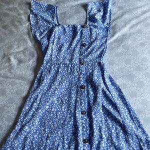 Sienna Sky Light Blue Floral Midi Dress - Size XS